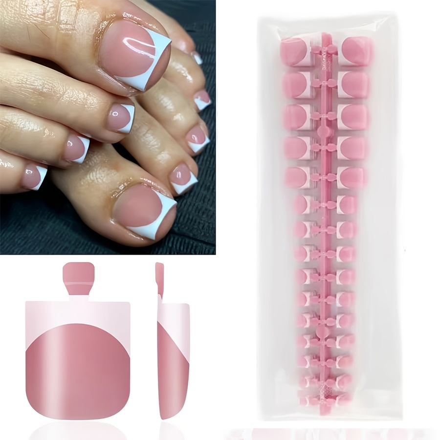 TEMU 150pcs White Pointed Tip Press-on Toenails, Medium Square Fake Toenails, Matte -on Toenails, Women's Summer Nail Art Kit - 15 Sizes