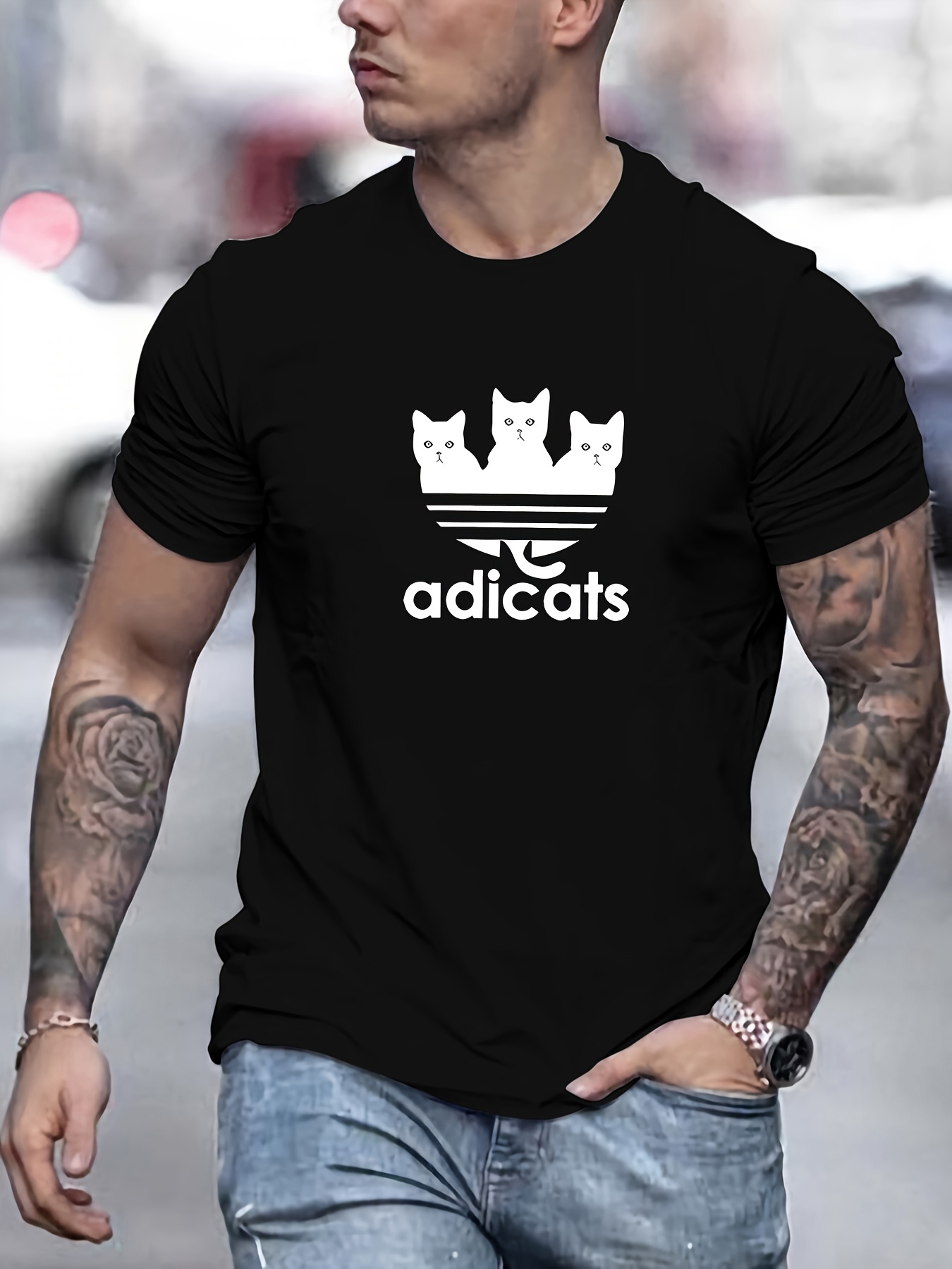 *'s Adicats Graphic Tee Casual Cotton Crew Neck T-Shirt, Breathable  Soft for Summer