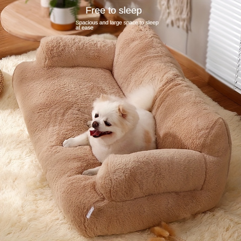   cozy plush pet sofa bed washable soft and warm rectangular   bed in mixed colors ideal for small to medium breeds comfortable   sleeping couch with removable polyester fiber fill Product details 2