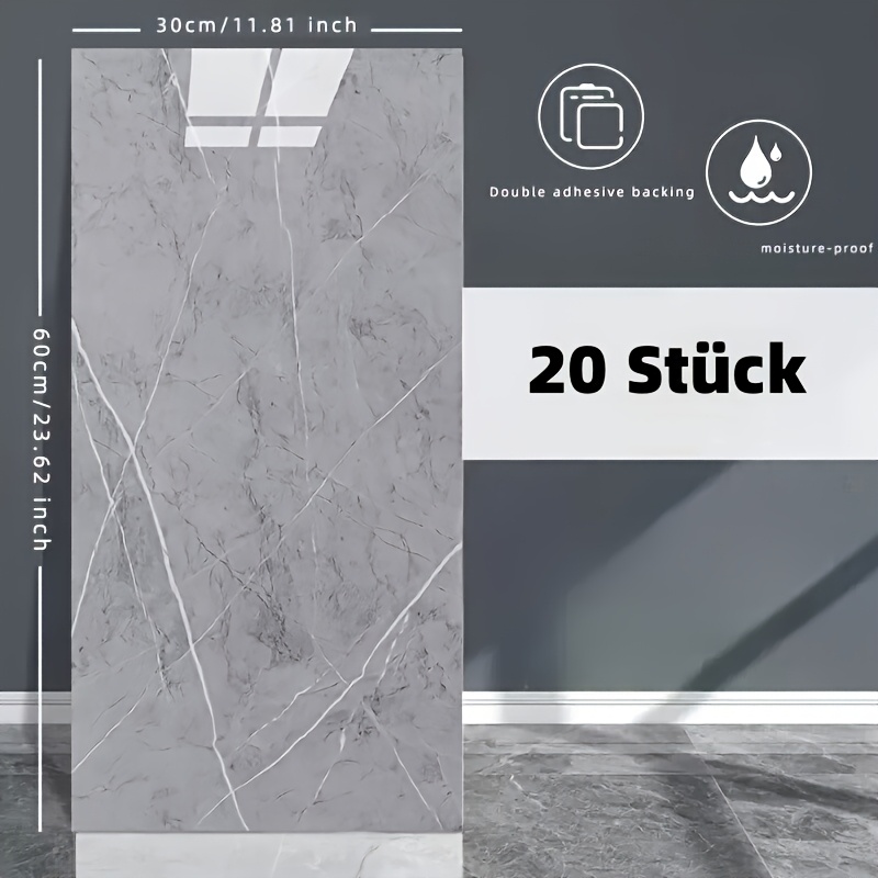 20pcs Of Self-adhesive Wall Panels Tile Stickers 60x30cm Kitchen Adhesive Tiles