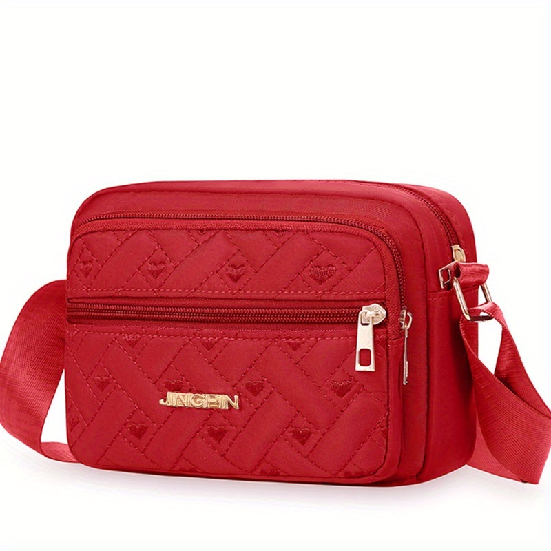 TEMU Women's & Men's Retro Tote Bag - Heavy-duty Nylon Crossbody Shoulder Bag With Zipper Closure, Minimalist Plain Color Handbag Suitable For