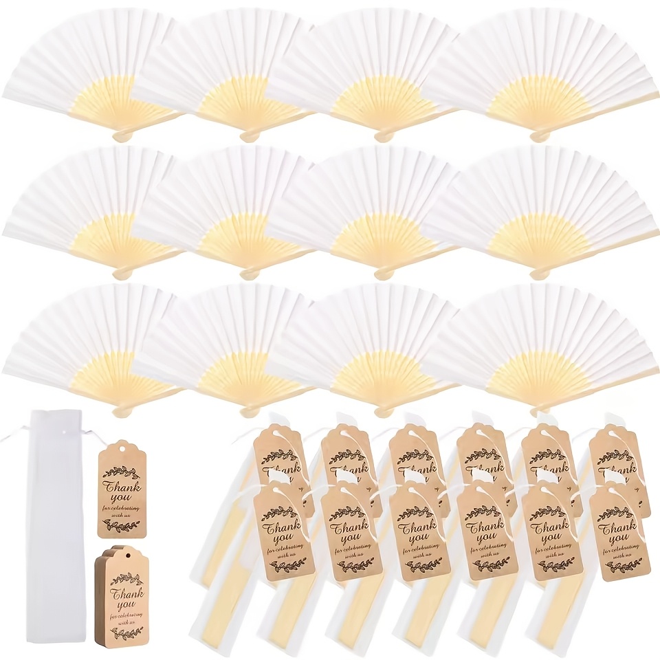 TEMU Lot de 12 Éventails de Mariage Élégants, Convient pour les Fêtes Prénuptiales, Cadeaux de d', Décorations pour Invités - Éventails Décoratifs
