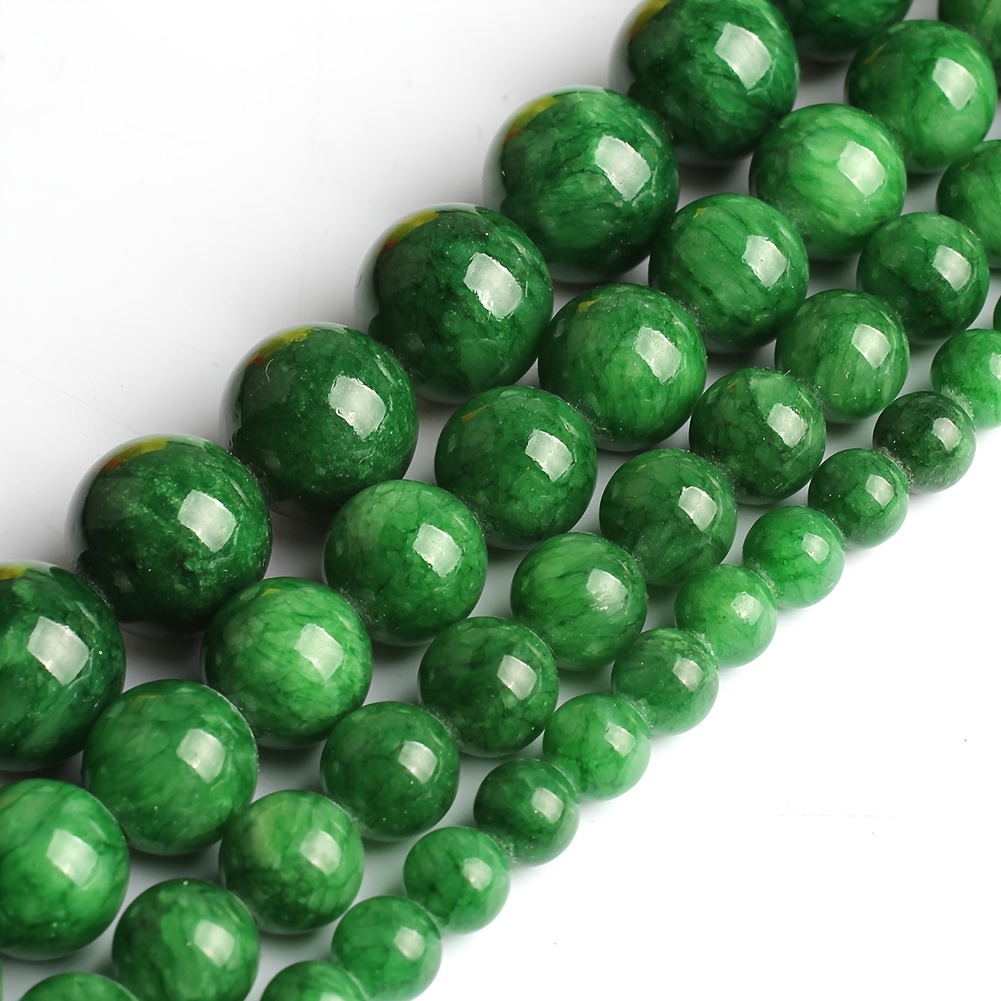 

4/6/8/10/12mm Natural Stone Dark Green Jade Stone Beads, Round Loose Spacer Beads For Jewelry Making, Diy Fashion Bracelet Necklace For Women's Gift