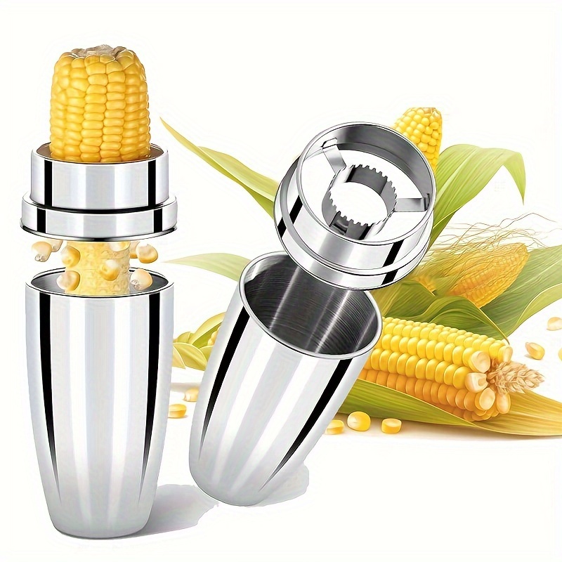 

Corn , Stainless Steel Corn Stripper Peeler With Cup, Quickly Remove From The Cob With Serrated Sharp Blade, No Hand Injury, Seamless, No