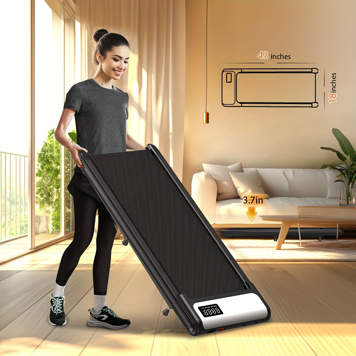 Walking Pad with Incline, Under Desk Treadmill for Home Office, Voice Control Smart Treadmills Compatible with ZWIFT KINOMAP APP, Treadmills for Home/Office 265lbs Weight Capacity