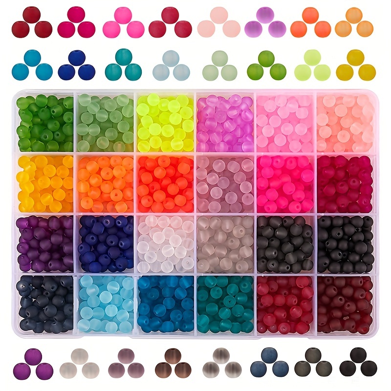 

1440pcs 6mm 24 Colors Frosted Round Glass Bead String For Beading Jewelry Making, Earrings Bracelet Necklace Diy Jewelry Accessories