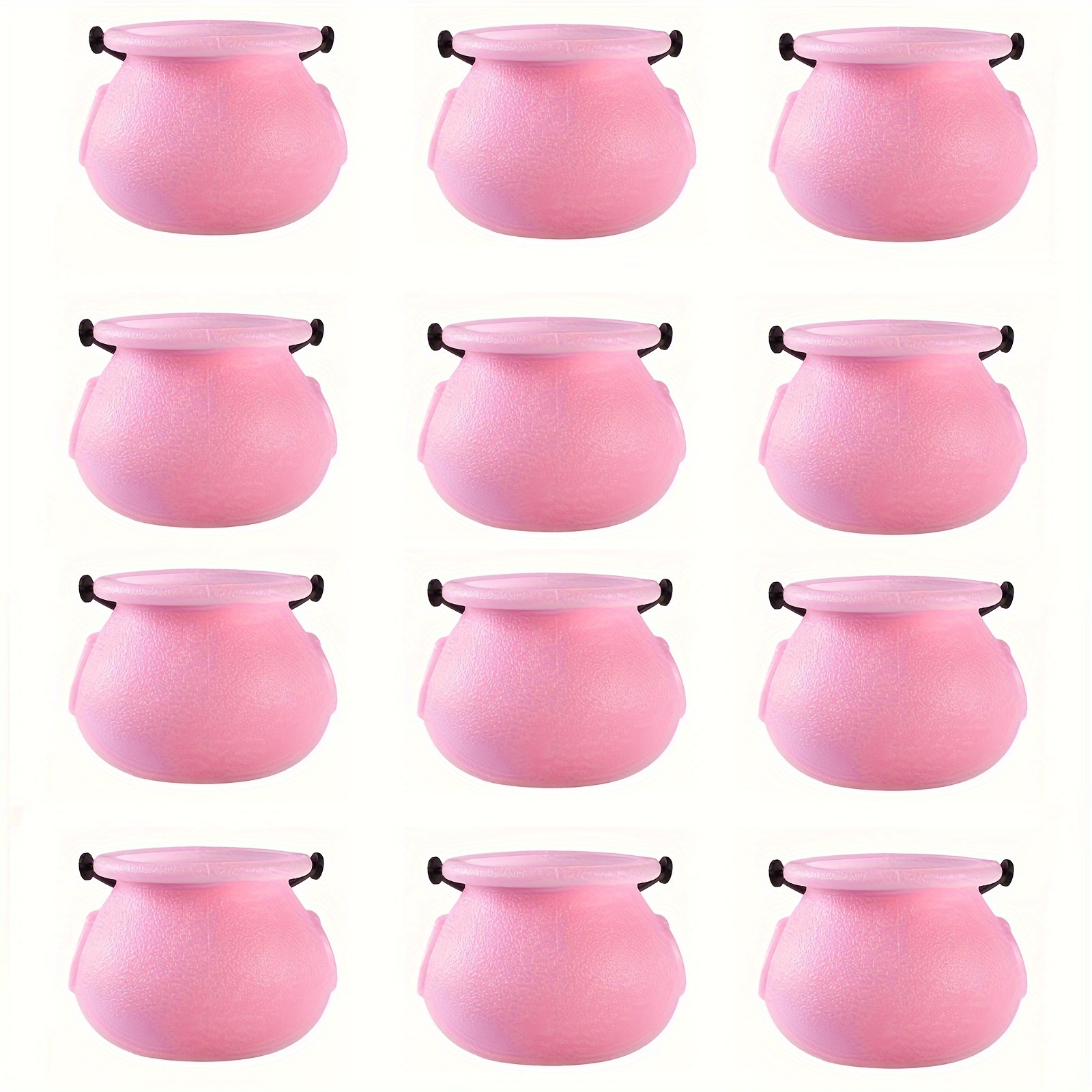 

12 Pack Mini Cauldron Kettle Novelty Candy Holders, Pink Plastic Party Favor Pots For Decoration, No-battery ' Accessories For Gifts And Treats