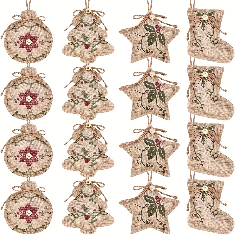 TEMU 16pcs Christmas Hanging Ornaments, Fall Thanksgiving, Halloween Decorations, Rustic Hanging Decor, Farmhouse Hanging Decor, Party Supplies,