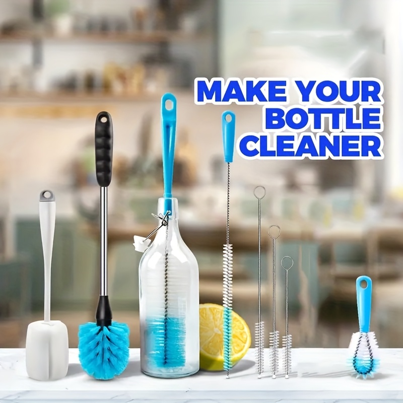 Kit de laboratorio de 13 piezas con cepillo para botellas de mango largo en blanco y para limpieza de tubos, para limpiar tapones de decantadores de cerveza de cuello estrecho, cubiertas de fregadero y cepillos para limpiar tazas, cepillo para tazas extendido, cepillo para tazas multifuncional