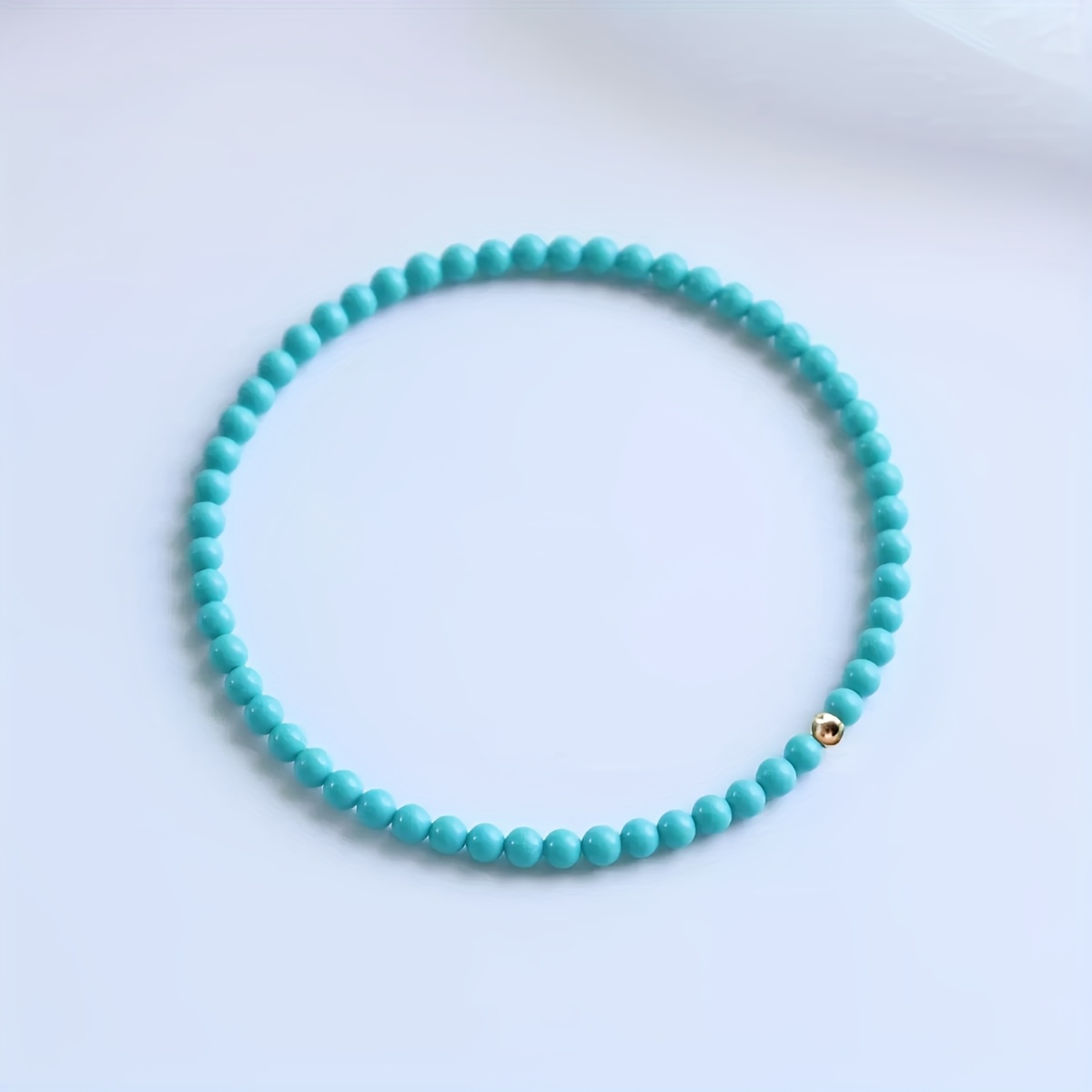 TEMU 1pc Natural Retro Bohemian December Birthstone Turquoise Green Women's Fashion Bracelet Anklet Blue Friendship Bracelet
