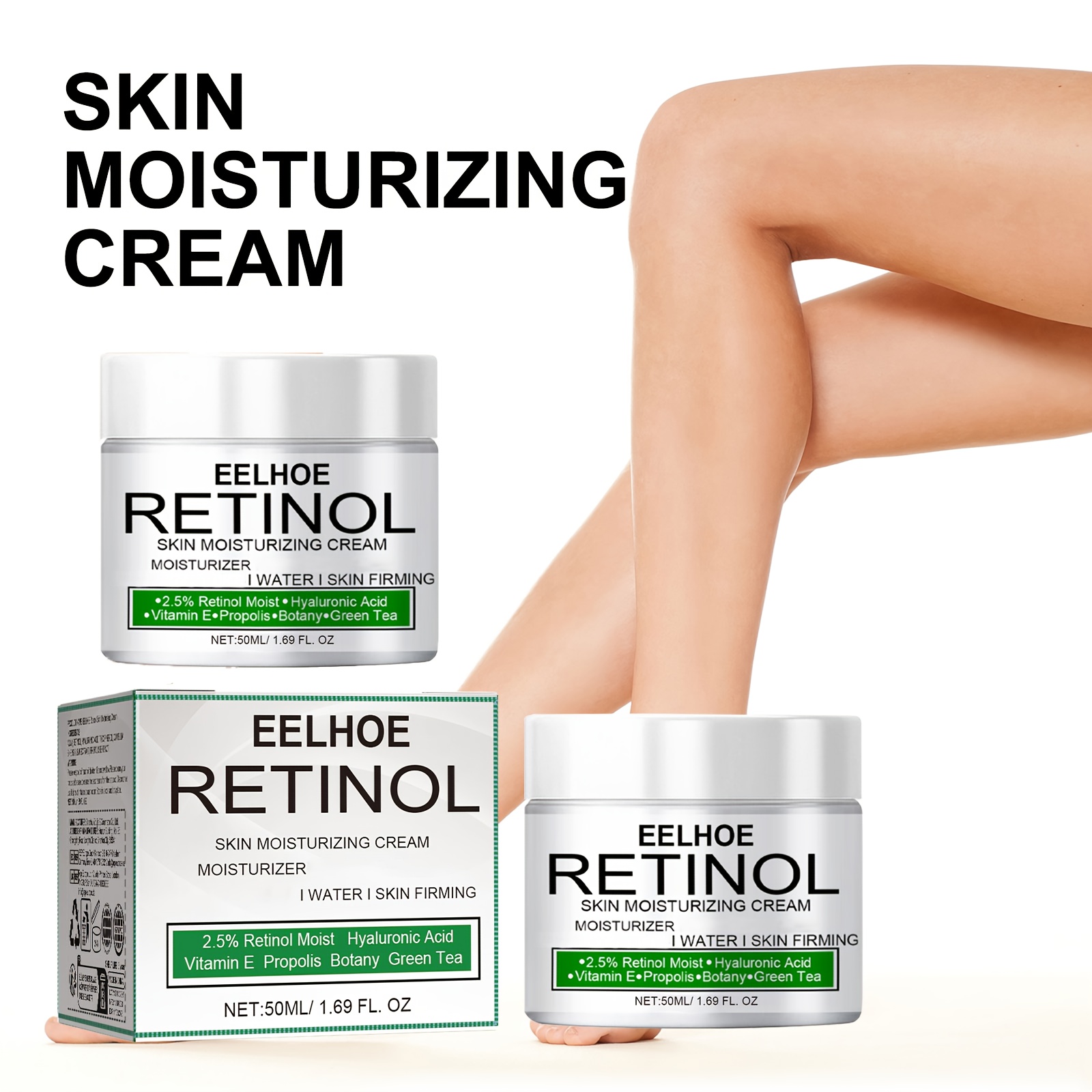 2pcs - EELHOE Beauty Cream | Contains Retinol, Hyaluronic Acid, Vitamin E, Deeply Moisturizes Body Skin Without Dryness, Suitable for Elbows, Armpits, Joints, Smooths and Radiates Skin, 50ml