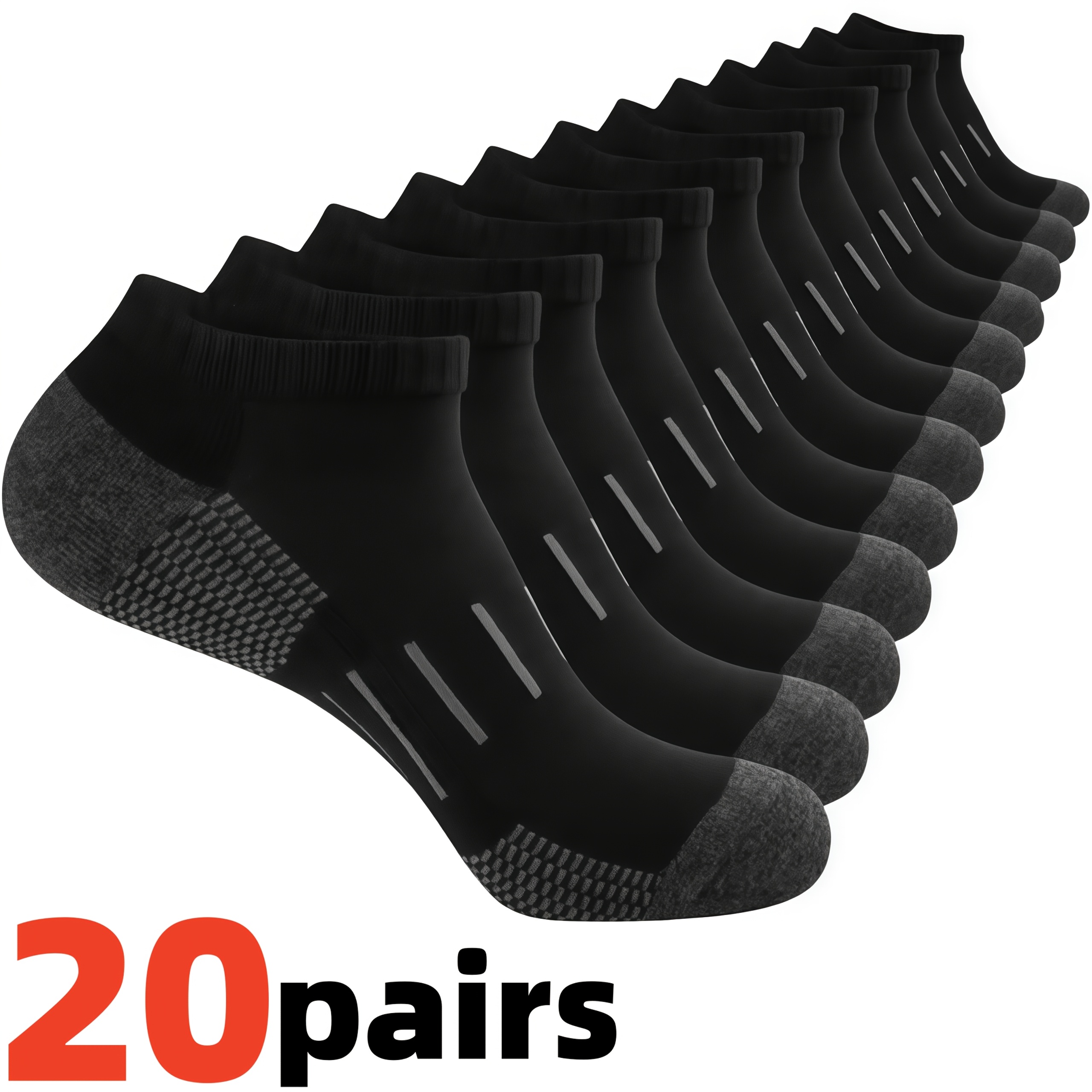 TEMU 20 Pairs Of Men's Sports Socks, Breathable And Sweat-absorbent, Suitable For , Business Socks, Men's Crew Socks, Outdoor Casual Sports Socks,
