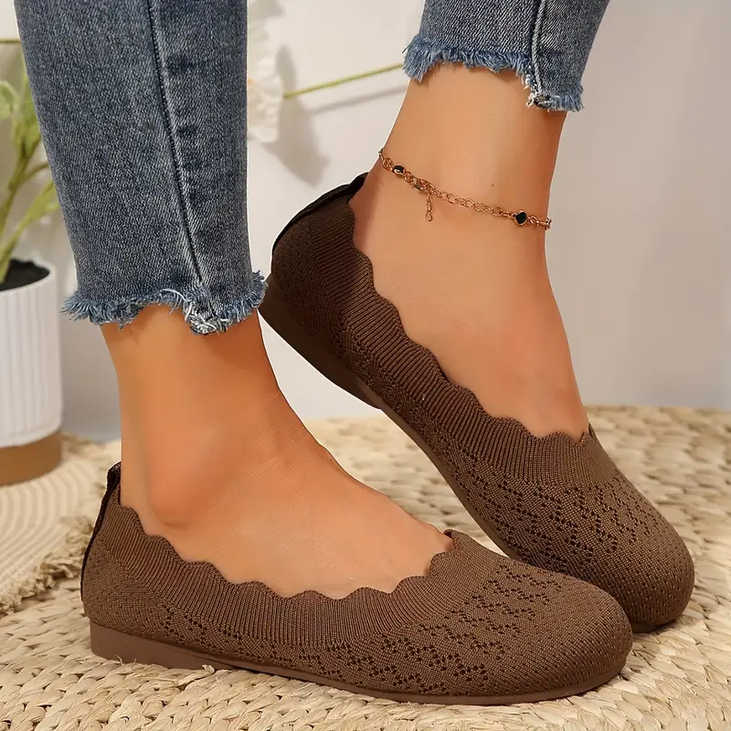 womens fashion wavy lace knit shoes details 4