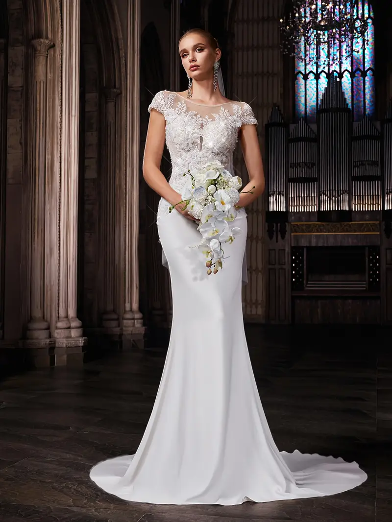 elegant white round neck dress mother bride wedding gown - Temu Mauritius elegant white round neck dress mother bride wedding gown - Temu Mauritius