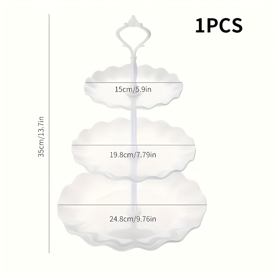Image of Multi-tier Cake Stand With Heavy-duty Layers & Wave - Plastic Wedding,, Party Dessert Display For Cupcakes, Cakes, Pastries - For , Baby Showers, Christmas, Easter, Thanksgiving