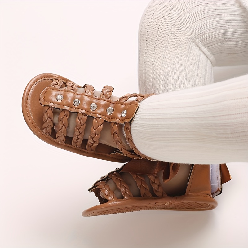 Trendy Cute Bowknot Decor Hollow Sandals For Baby Girls, Breathable Lightweight Walking Shoes For Summer