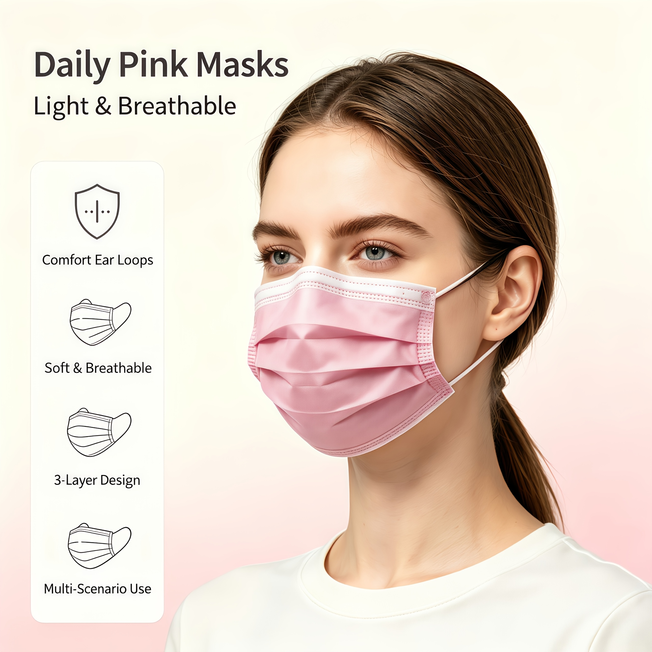 16pcs Adult Disposable Face Masks, Individually Packaged