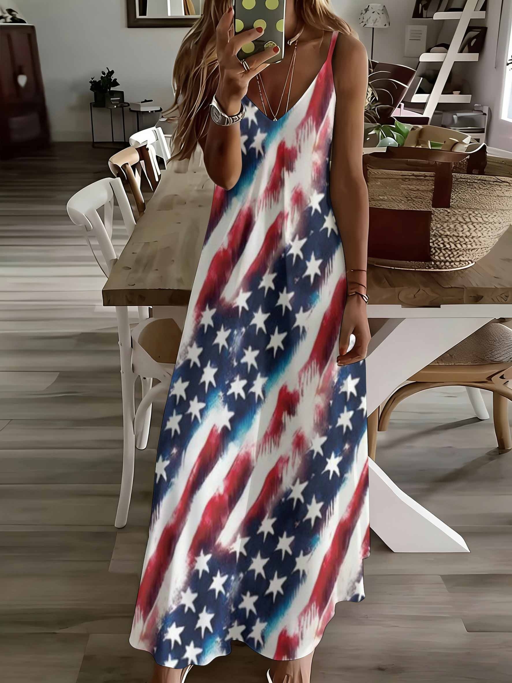 american flag long dress Long Dress | Handmade | USA DRESS | Stars and Stripes