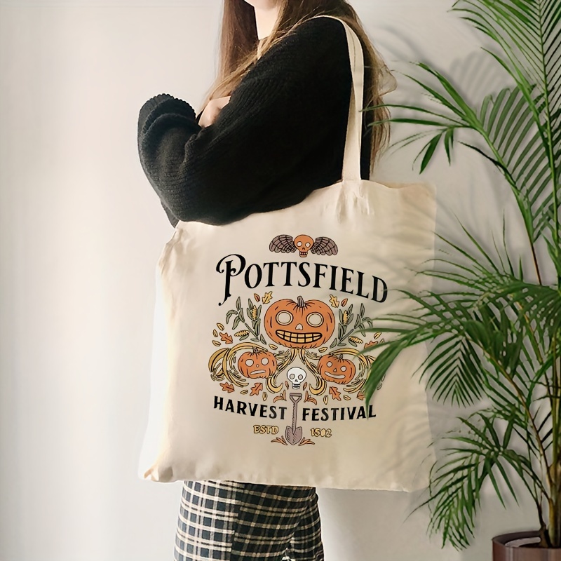 

Pottsfield Canvas Tote Bag - Leakproof, Reusable Shoulder Bag For Shopping & Travel, Perfect Gift For Her, Stylish Folding Design For Beach Vacations & Holidays