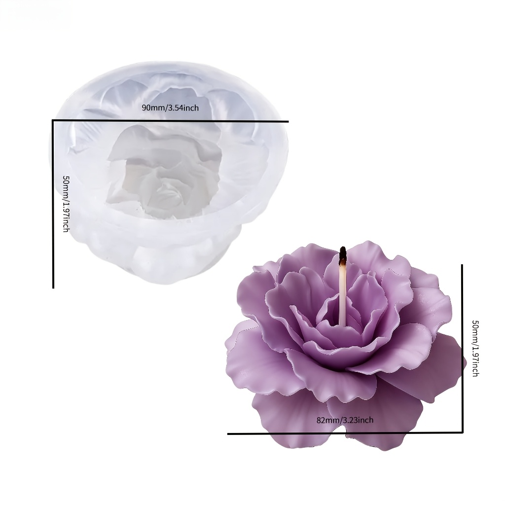 E-shop Harz Silikonform 3D Pfingstrose Kerze Silikonform, Textur Restaurierung Pfingstrose Blütenblatt Schichtweise Weiche Schönheit, Flexibles