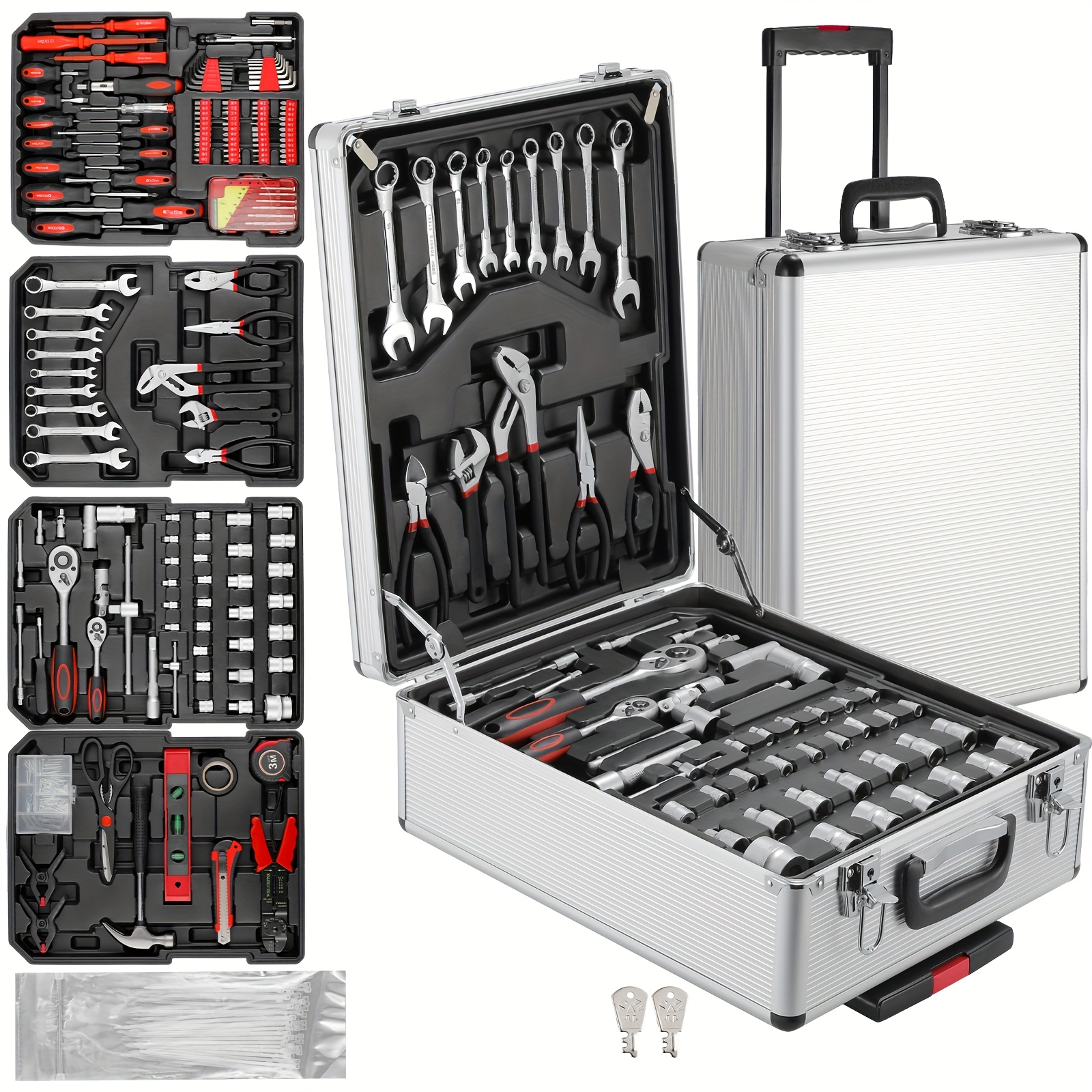 095df288-78ed-4478-8084-6d61e2f37371.jpg 799-delige Zware Alles-in-Één Gereedschapsset met Stevig Aluminium Opbergkist & Rolcase