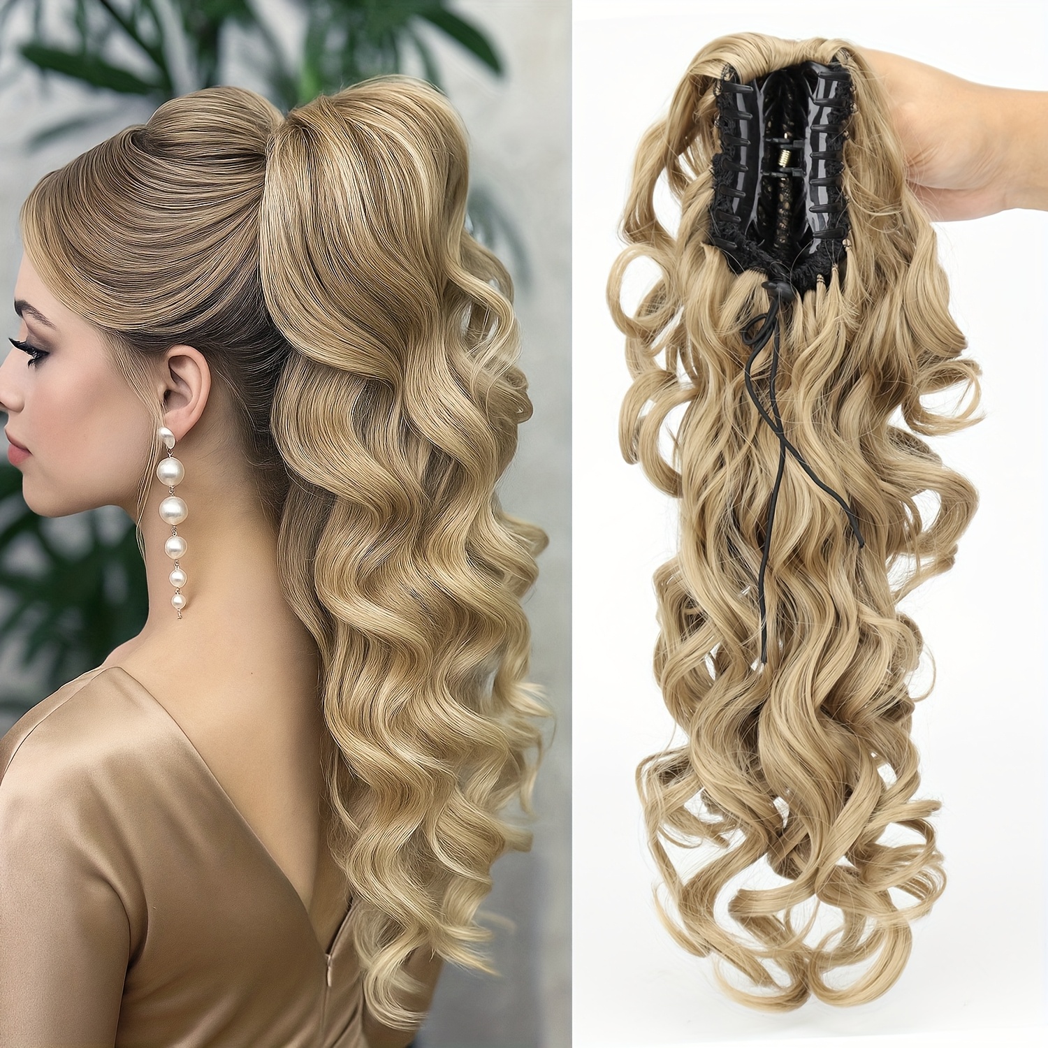 TEMU Pinza para Mujer Extensión de Ondulada y Pieza Sintética Para Todo Tipo de Cabello Fácil de Usar Accesorio Duradero Pelucas Halloween Navidad