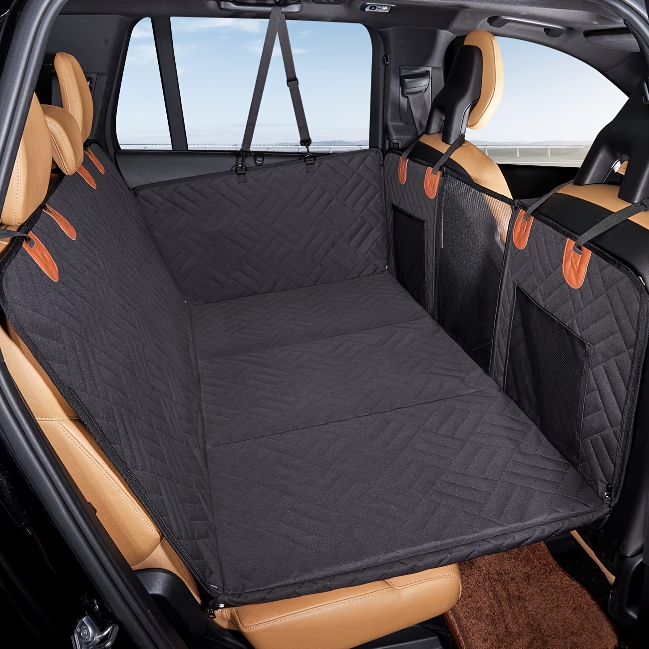 TEMU The Pet Car Mat Features A Removable And Convenient Washable Pad With A Sturdy Load-bearing Board