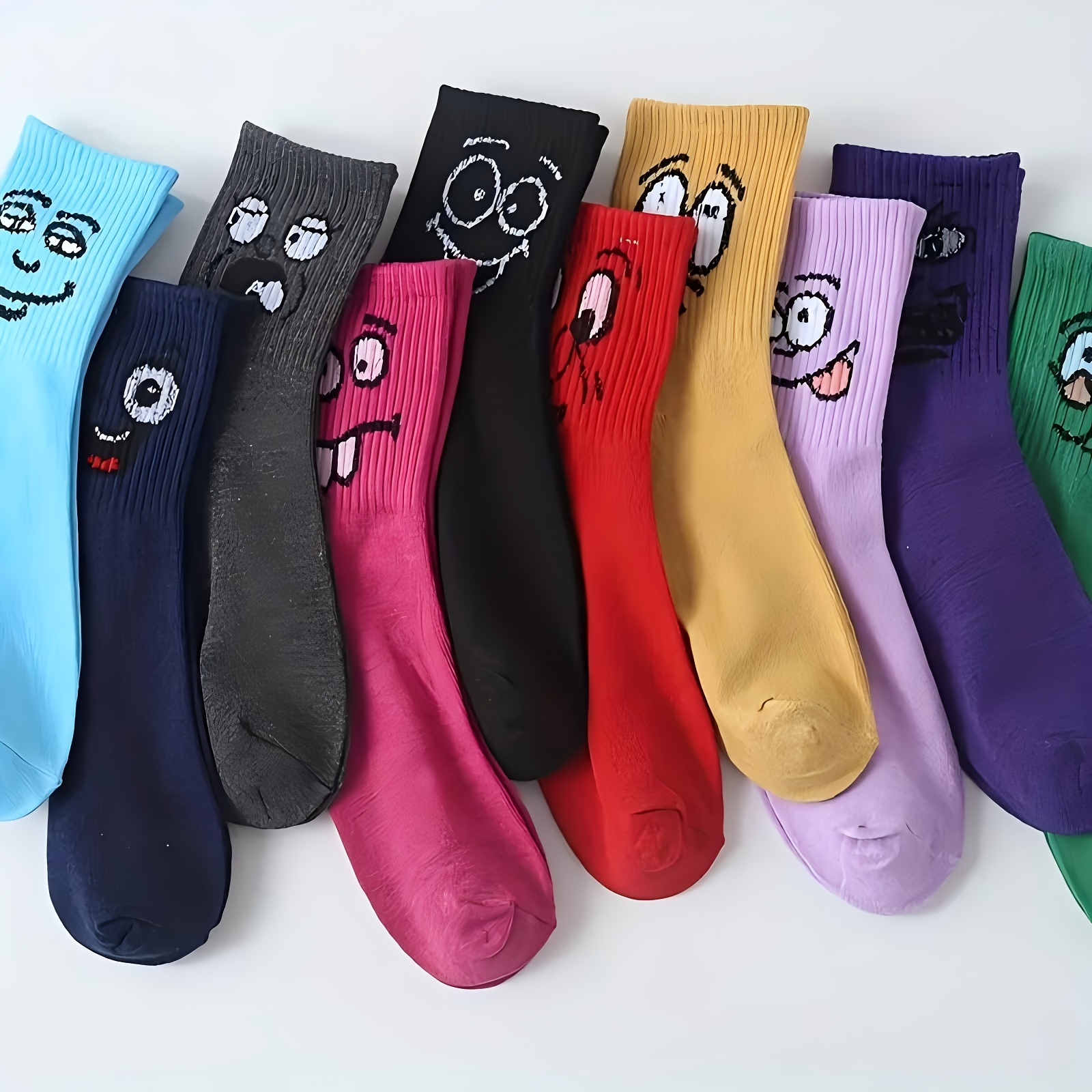 

10pcs Women's Cartoon Mid-calf Socks - Elegant, Comfy Polyester For Casual & College Style