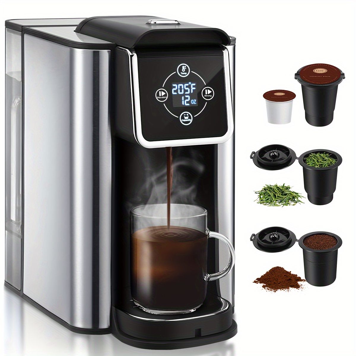 

Sifene 3-in-1 Coffee Maker -pods, Ground Coffee, And Tea, Custom Temperature And Strength Control, With Large 50 Oz