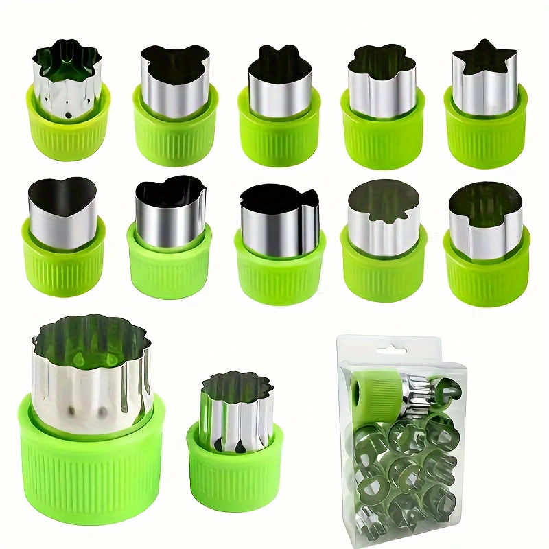 

12-piece Stainless Steel Vegetable & Fruit Cutter Shapes Set - Cookie, Salad & Cake Decor Mold Kit - Kitchen Gadget Essentials For Creative Food Presentation