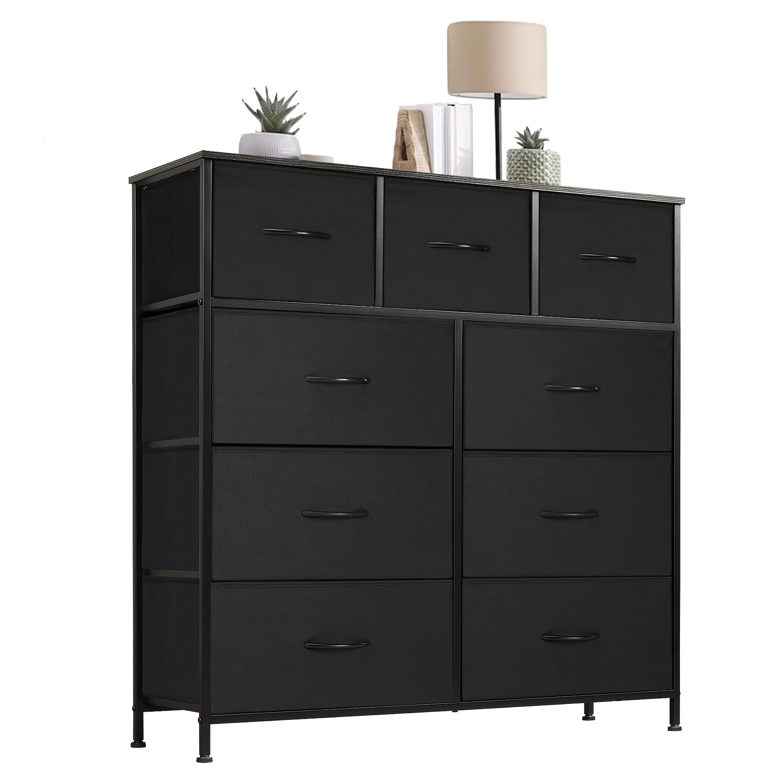 

Dresser For Bedroom, Storage Drawers, Tall Fabric Storage Tower With 9 Drawers, Chest Organizer Unit With Wooden Top For Kids Room, Closet, Entryway, Nursery