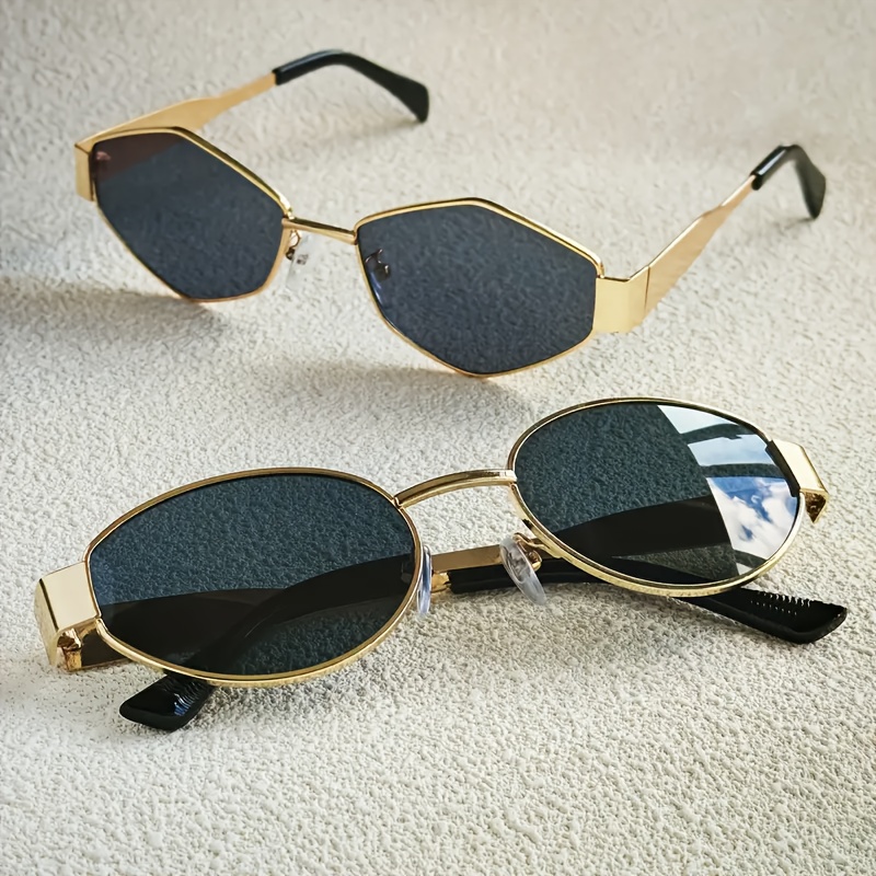 Image of 2pcs Metallic Texture Women's Decorative Glasses, Elegant And , Party Wear Fashionable All-match