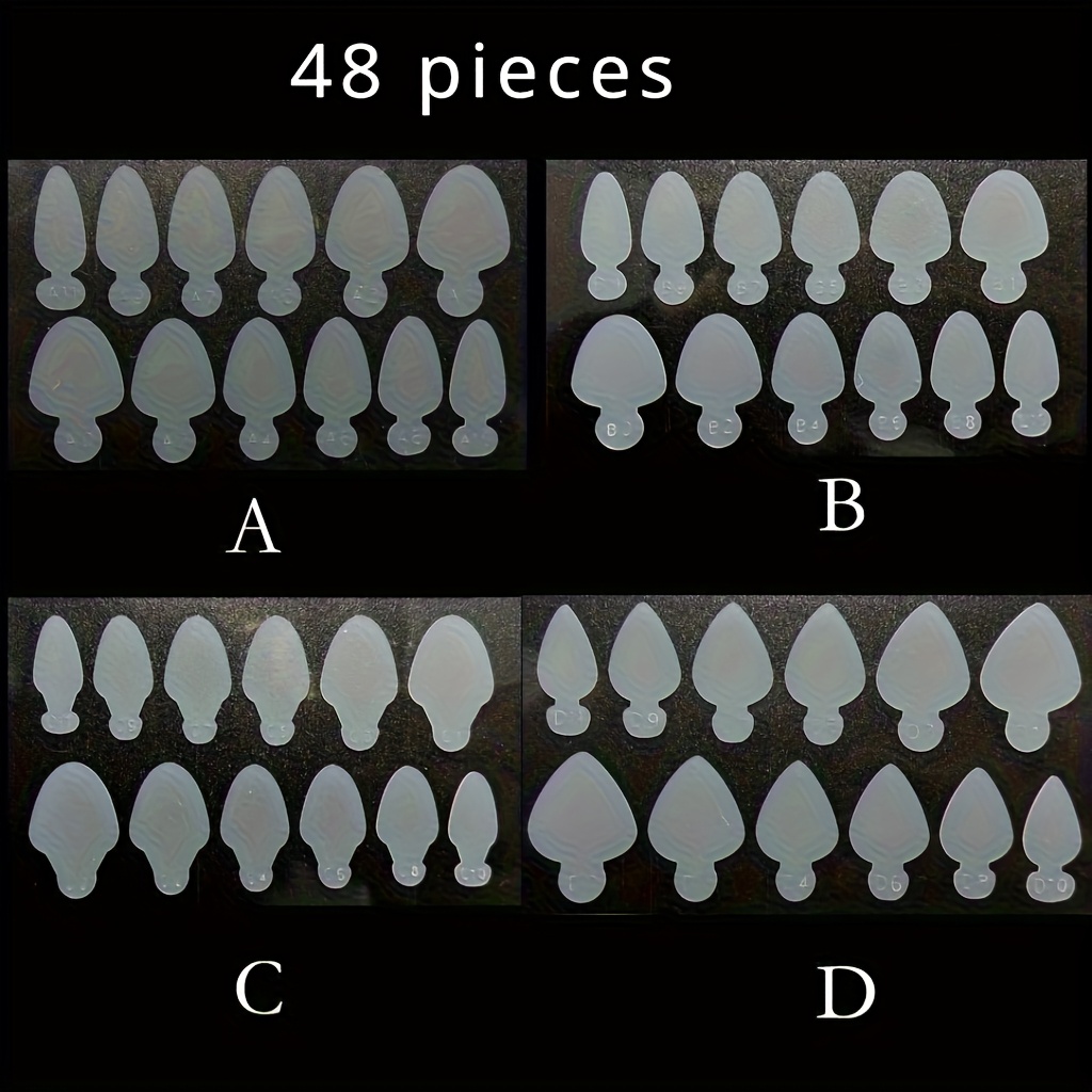 48pcs Reusable Silicone Nail Template - Dual-shape System Suitable For Nail Polish, Odorless Nail Tool, Nail Technician Supplies