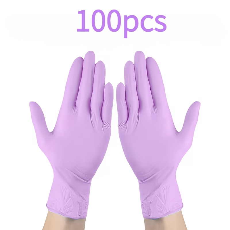 TEMU 100pcs Nitrile Purple And Pink Disposable Gloves, 4mil For Kitchen, Dishwashing, Tattoo Shops, Pet Grooming, Powder-free, Bathroom, Lightweight,
