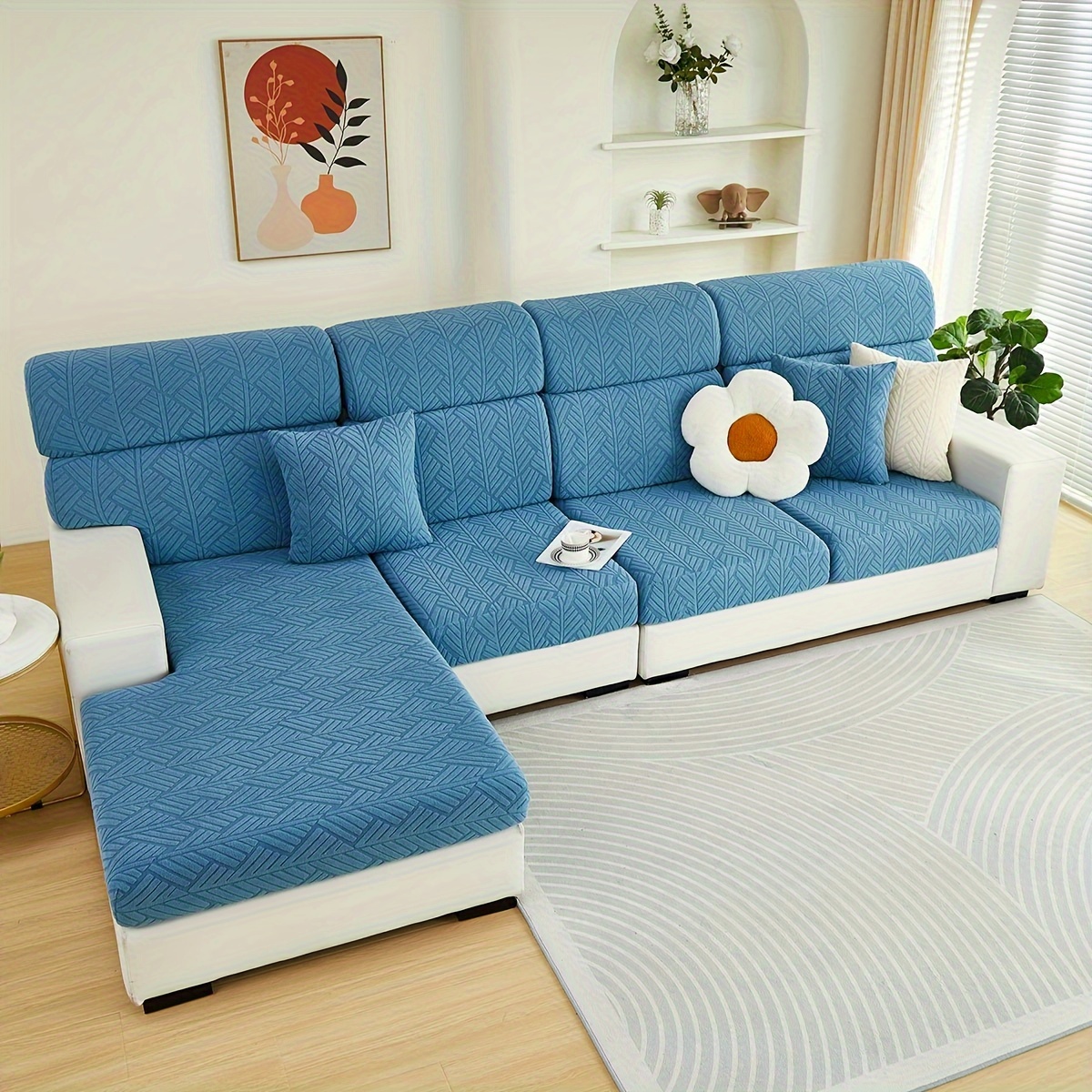 launch 1pc jacquard colorful fleece sofa cover elastic universal stretch sofa cover for   easy to   universal full wrap non slip sofa cover back cover and cushion cover sofa protection cover suitable for offic Product details 14