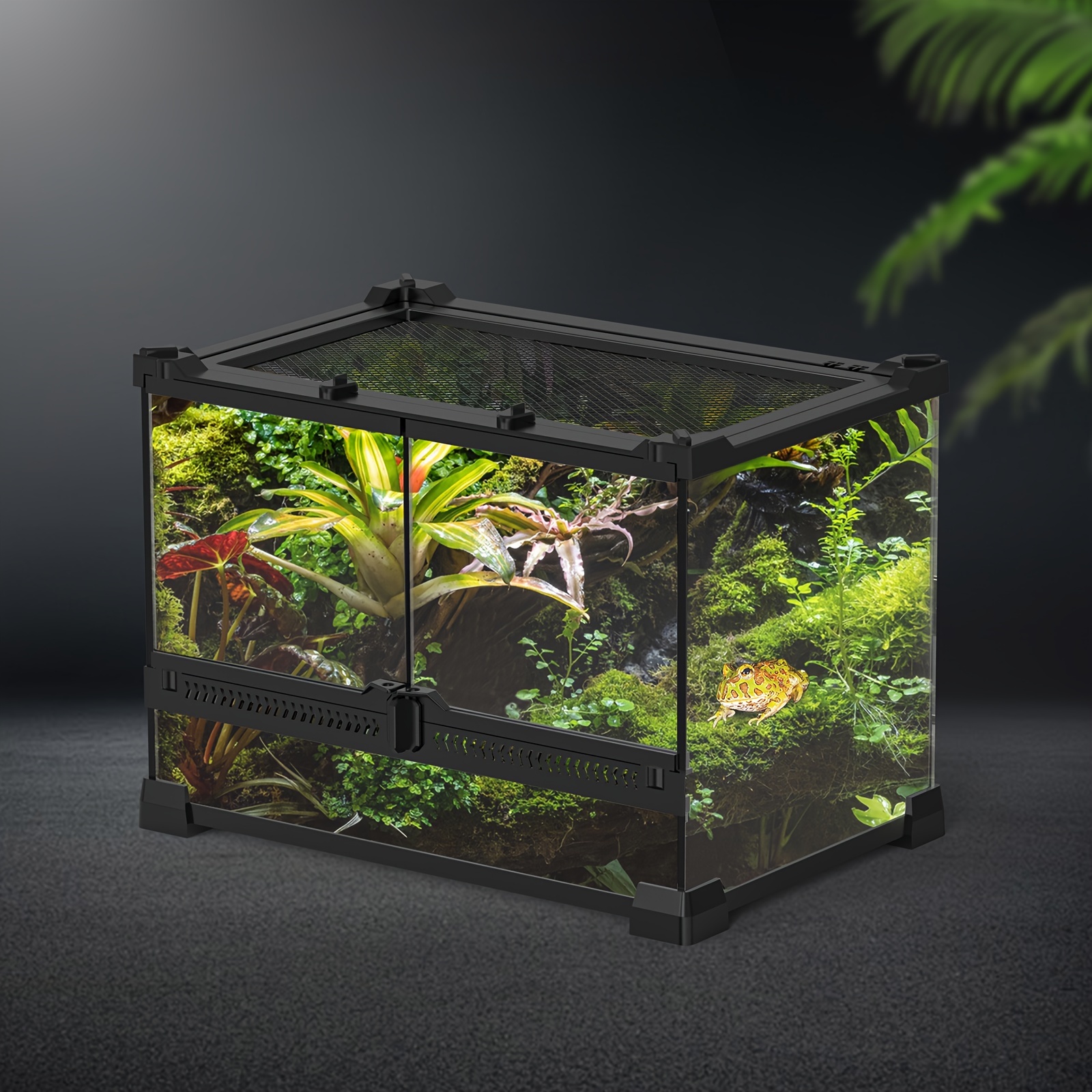   para reptiles   11.8x7.9x7.9 -   puerta, parte superior transpirable y parte inferior impermeable, ideal para lagartos, serpientes, tortugas y más