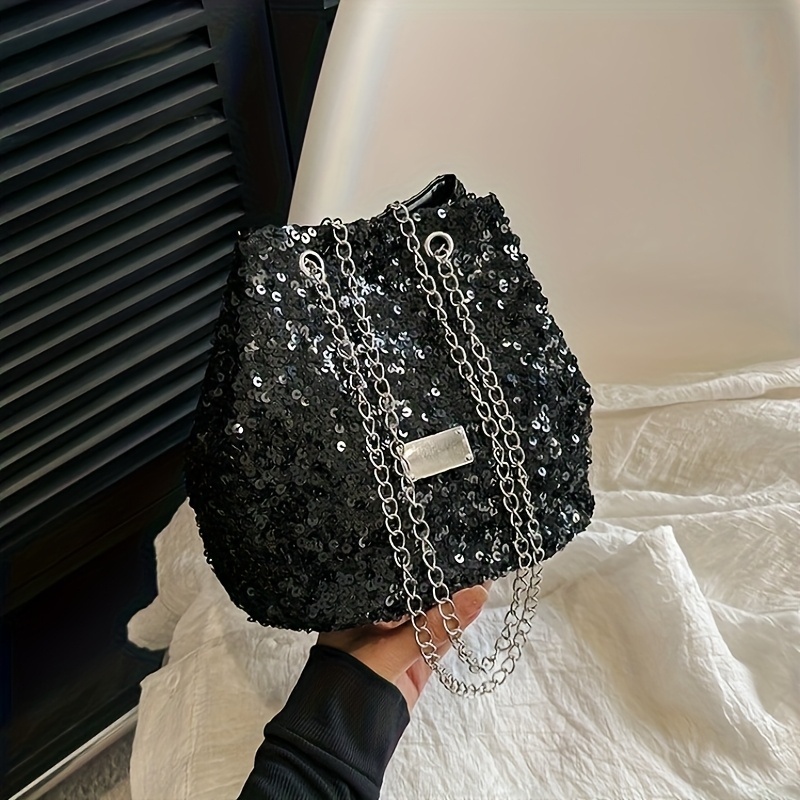 Elegant Black Sequin Evening Bag