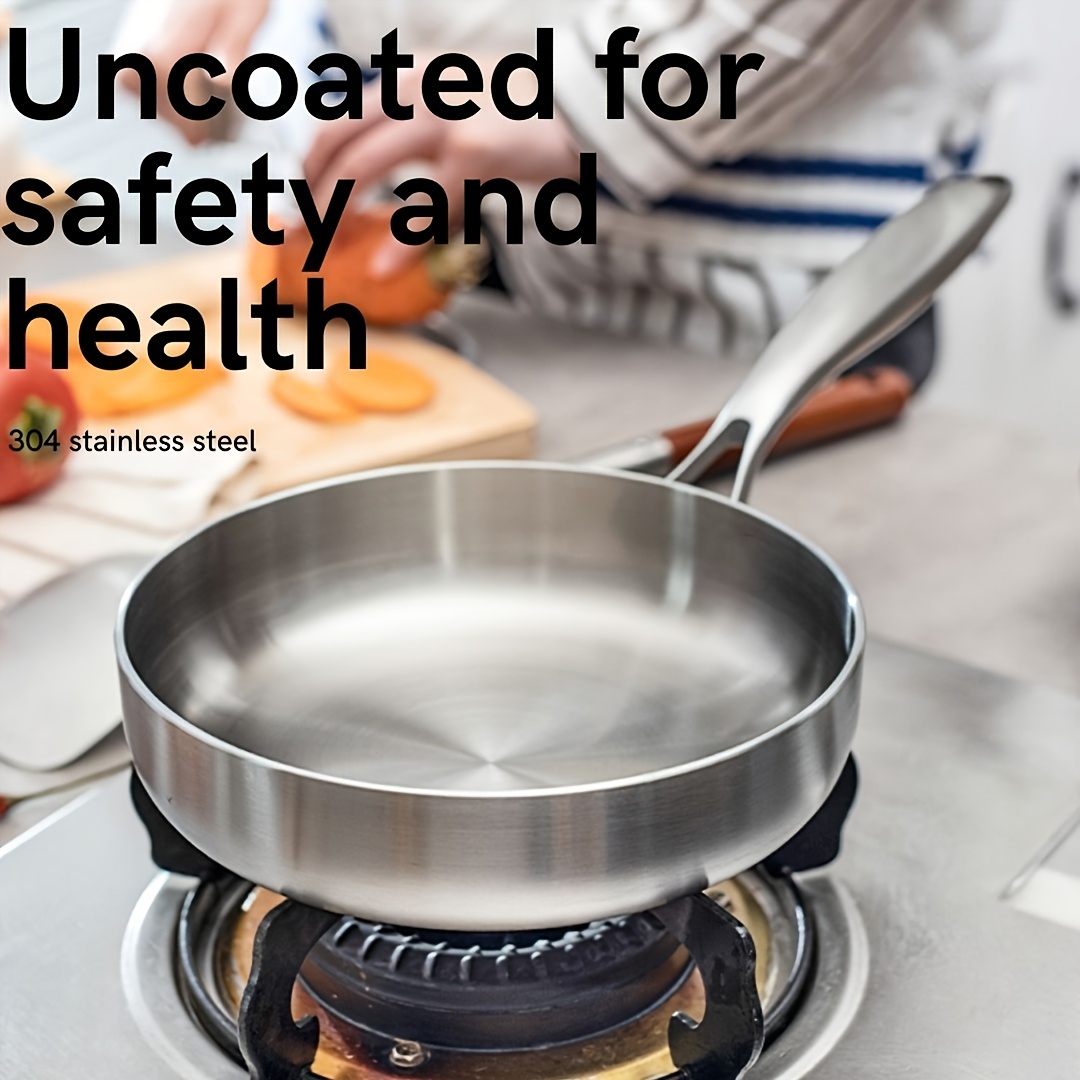 Image of 7.8-inch Triple-layer Stainless Steel Non-coated High- Frying Pan - Versatile For All Stovetops, Durable, Dishwasher Safe - Ideal For Home & Restaurant Cooking