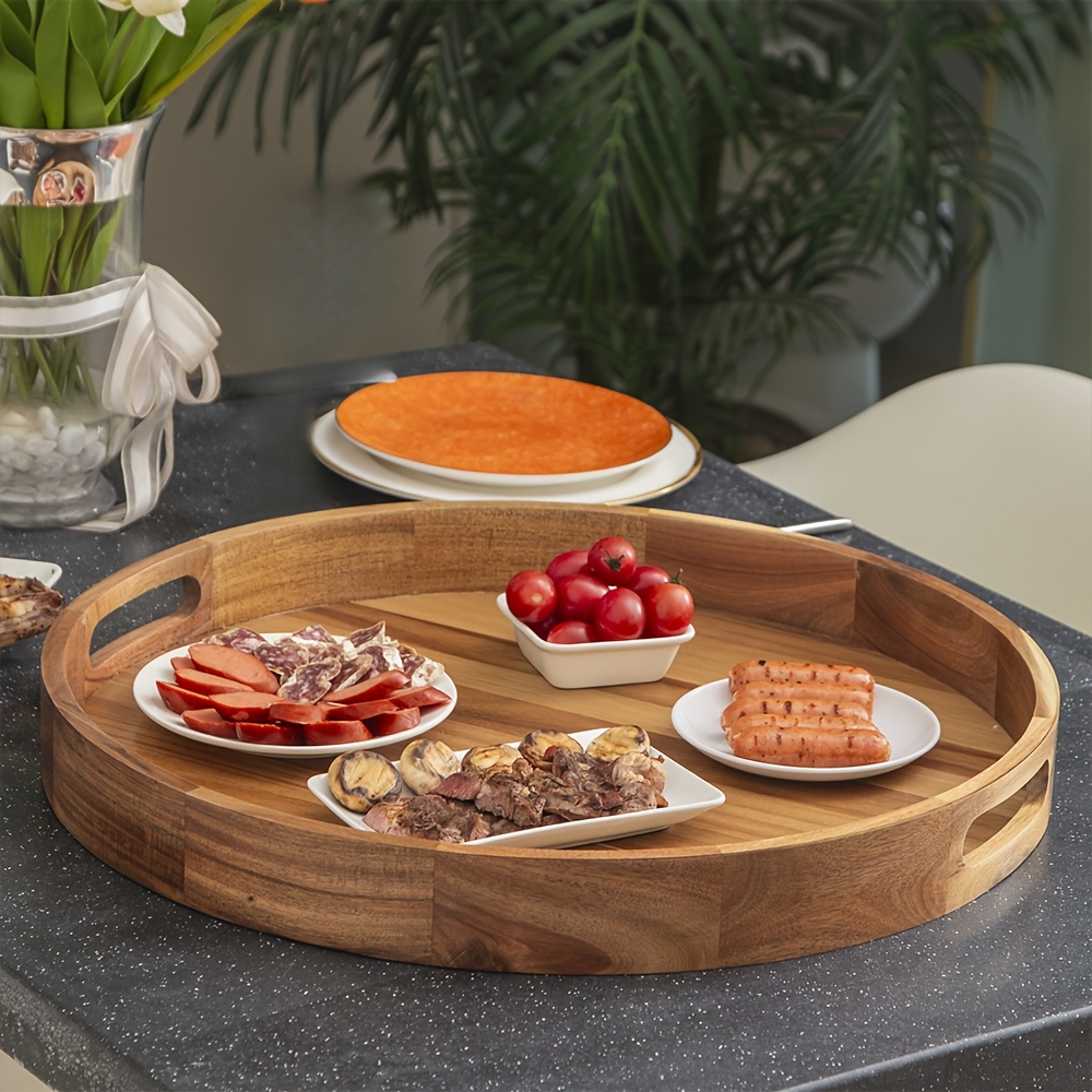 extra large acacia wood serving tray handles square/round Temu Qatar