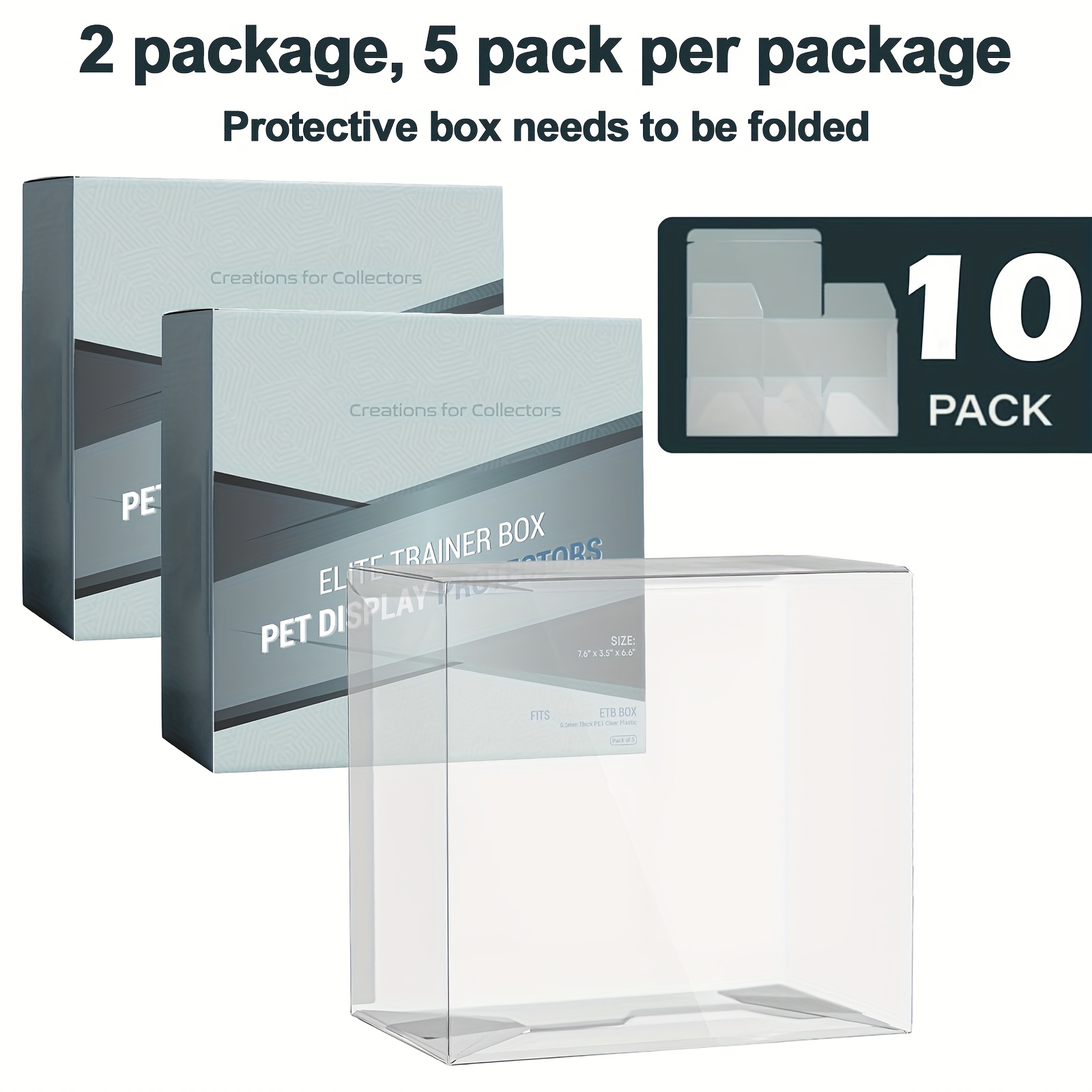 TEMU 5/10 Pack Pet Plastic Etb Protector Case For Elite Trainer Boxes - Durable Rectangular Storage Box Compatible With Fitness Trackers &