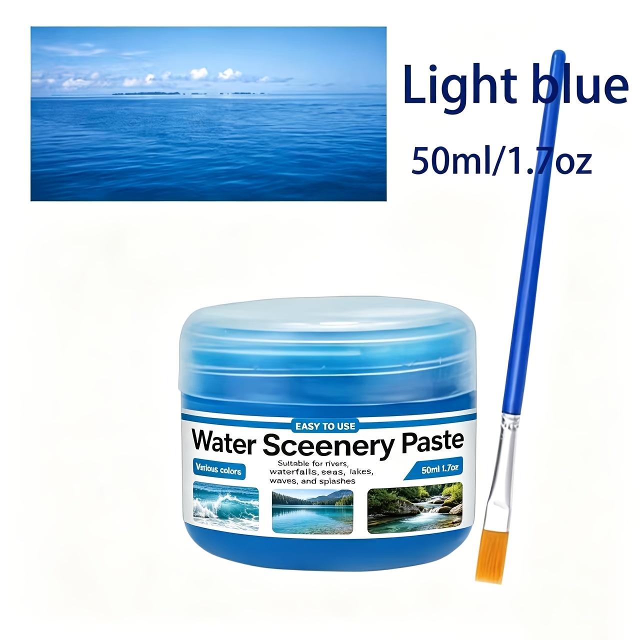 TEMU 50ml/1.7oz Model Scene Water Gel Realistic Paste Landscape Resin Ocean Wave Effect Paste For Miniature Scenes, Aquariums, And Gardens, Available