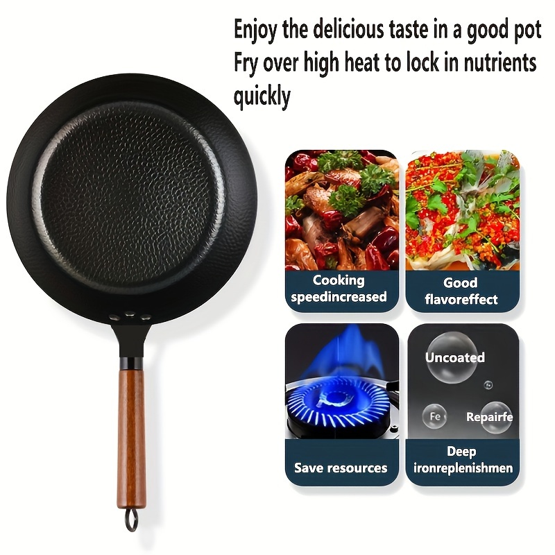 1pc   cast iron wok 11   non stick deep frying pan   induction compatible for gas electric halogen cookers versatile kitchen cookware details 9