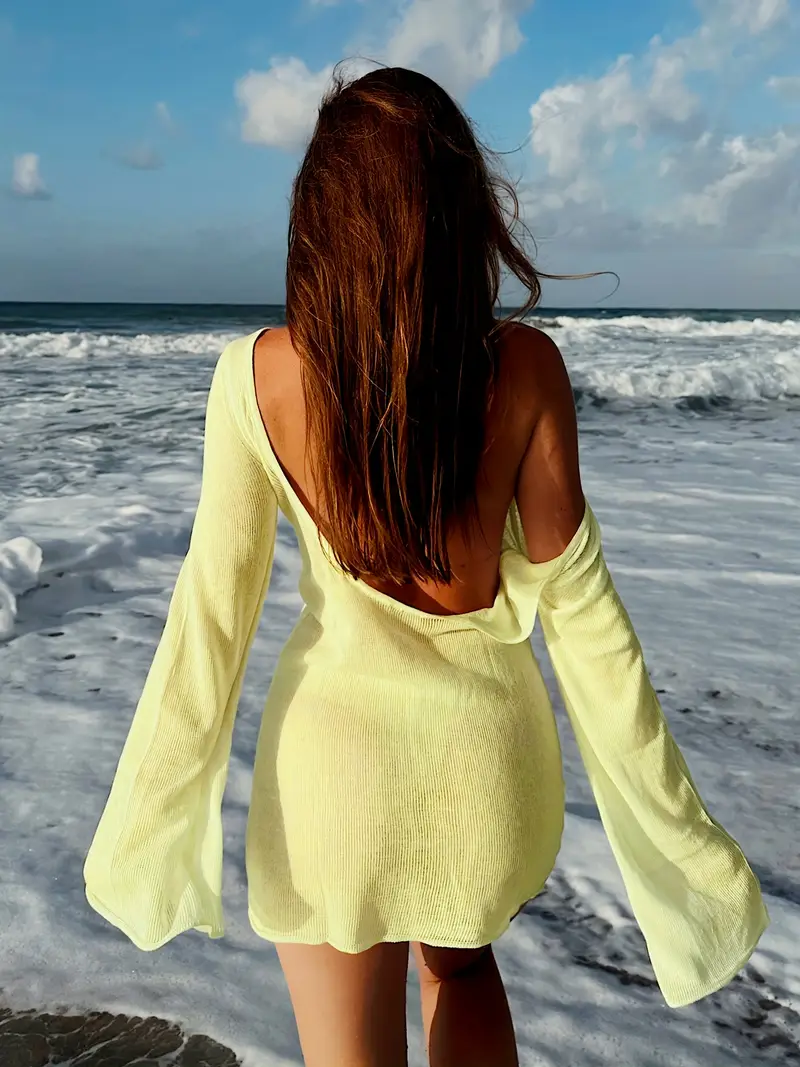 yellow beach cover up dress crochet or knit beach cover-up dress worn over swimwear. Paradise Fringe Dress * Ocean Breeze Cover-Up * Sunset Crochet Fringe Dress * Island Glow Beach Dress * Tropical Vibes Cover-Up @valthebae @yellow_sub_trading_ #