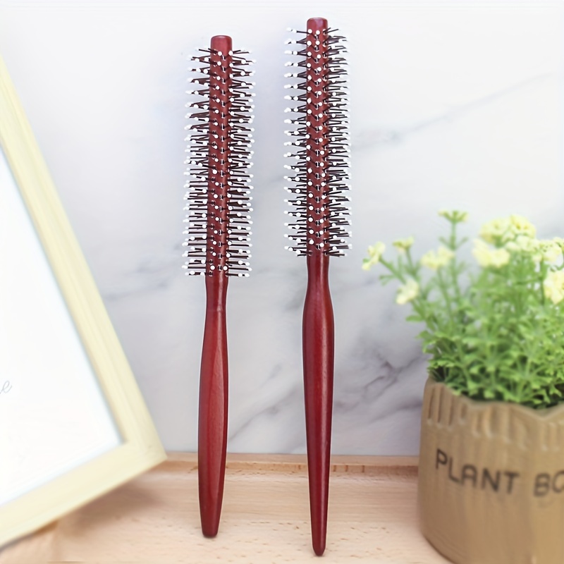 

Edawa Burgundy Mini Round Hair Brush For Volumizing & Styling - Nylon Bristles, Ideal For All Hair Types, Includes For Lotus Wood Handle