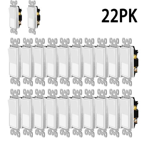 single pole switch 22 40pcs 15 amp rocker electrical light switches single pole paddle light switch 120v 277v residential commercial grade home black