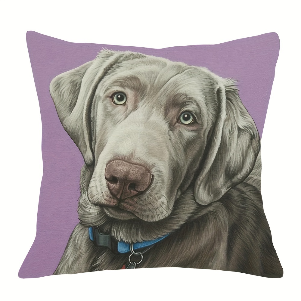 

Charming Silvery Labrador Retriever 18x18 Inch Cushion Cover - Soft Plush, Single-sided Print For Sofa & Home Decor, Zip Closure, Machine Washable