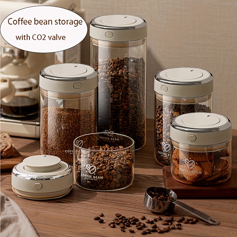 

Glass Storage Containers With Co2 Valve, Set Of 1pc - 500/1100/1700ml Multipurpose Airtight Seal Canisters For Coffee Beans, Grains And Snacks, High Borosilicate, Closure, Reusable, Easy Clean