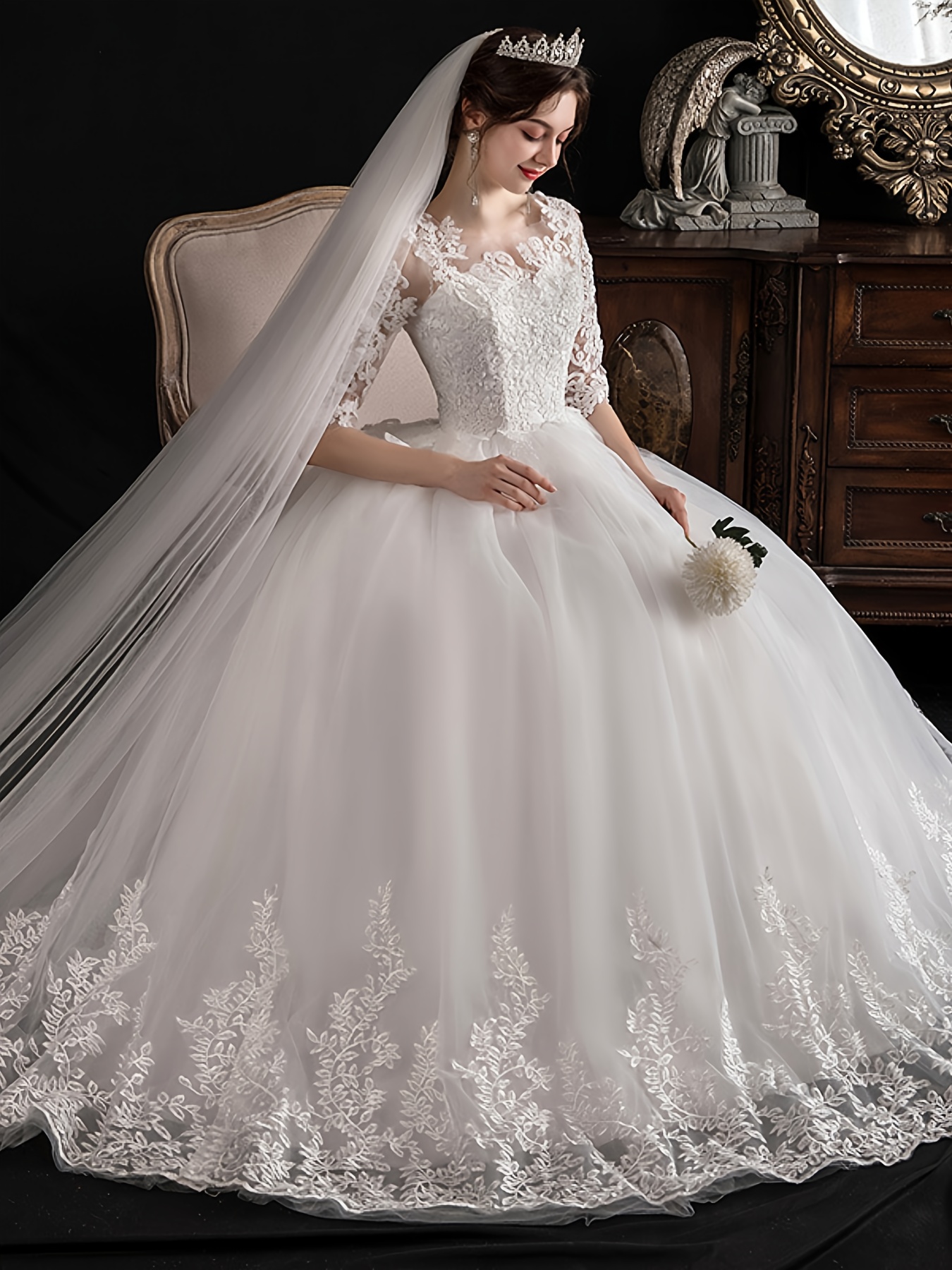 white wedding dresses sold on Temu United States
