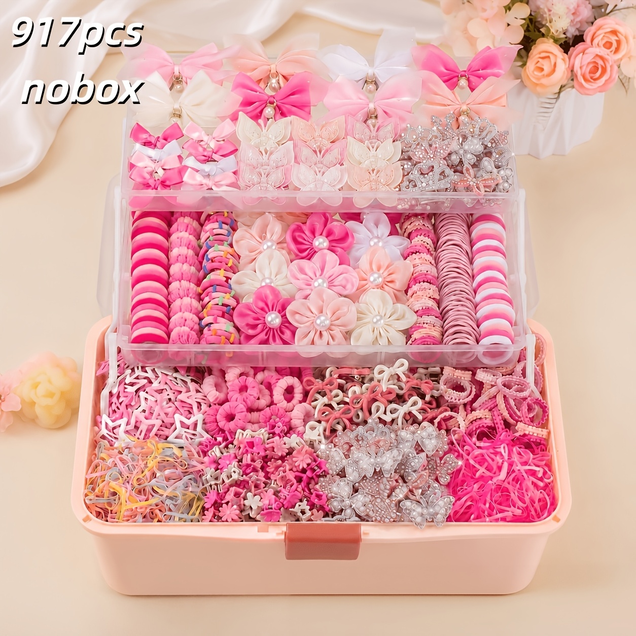 917pcs Pink Kawaii Hair Accessories Set