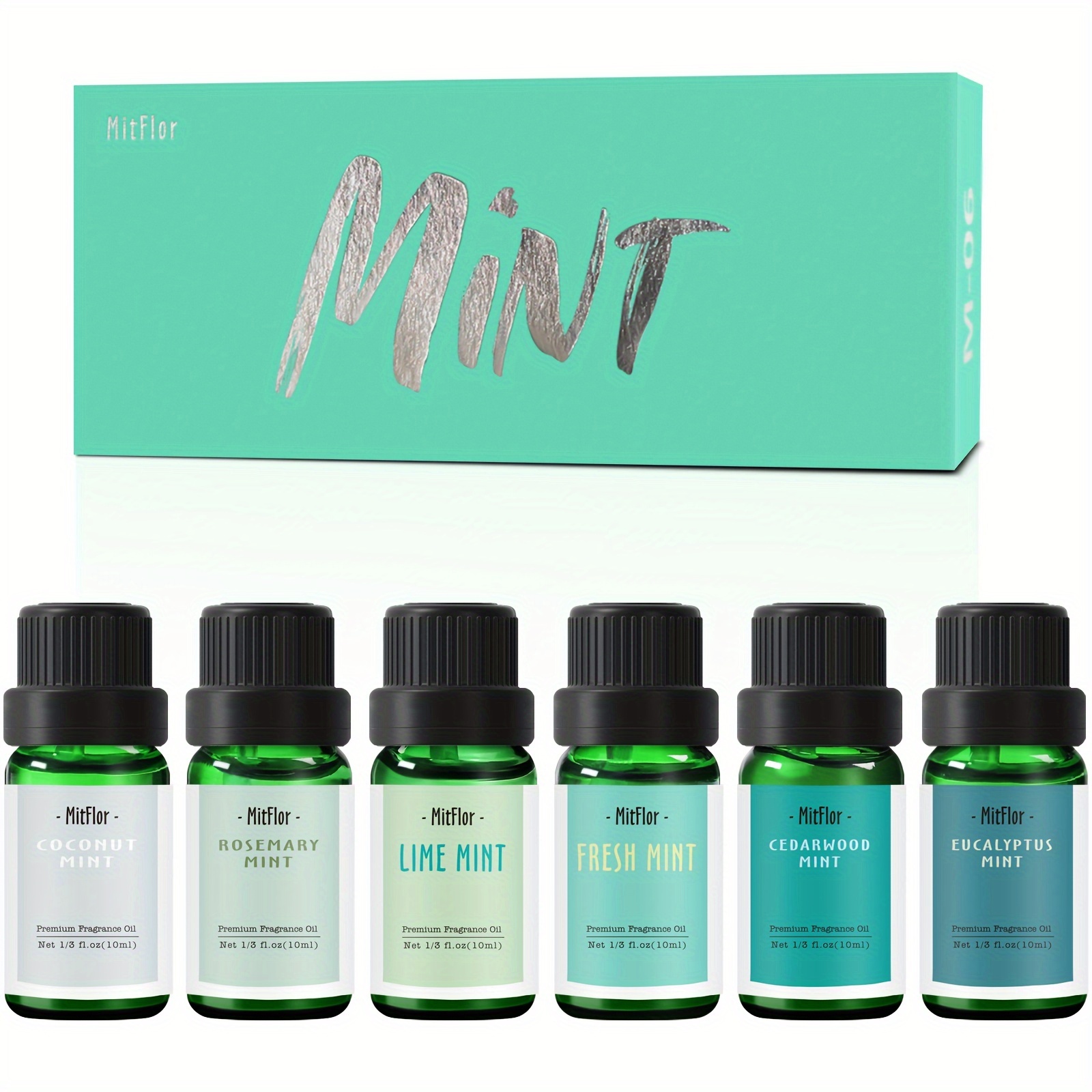 

Fragrance Oils Set Of Mint, Premium Scented Oils For Diffuser, Candle Making Scents, Refreshing Home Fragrance, Aromatherapy Oil Gift Set, Mint, Mint And More, 6x10ml